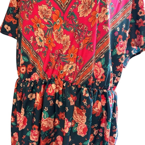 SHEIN Pink Dolman Sleeve V-Neck Sundress - Picture 2 of 4